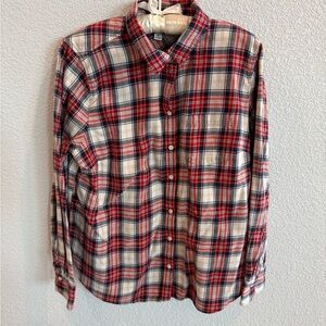 J. Crew Red and White Flannel Shirt